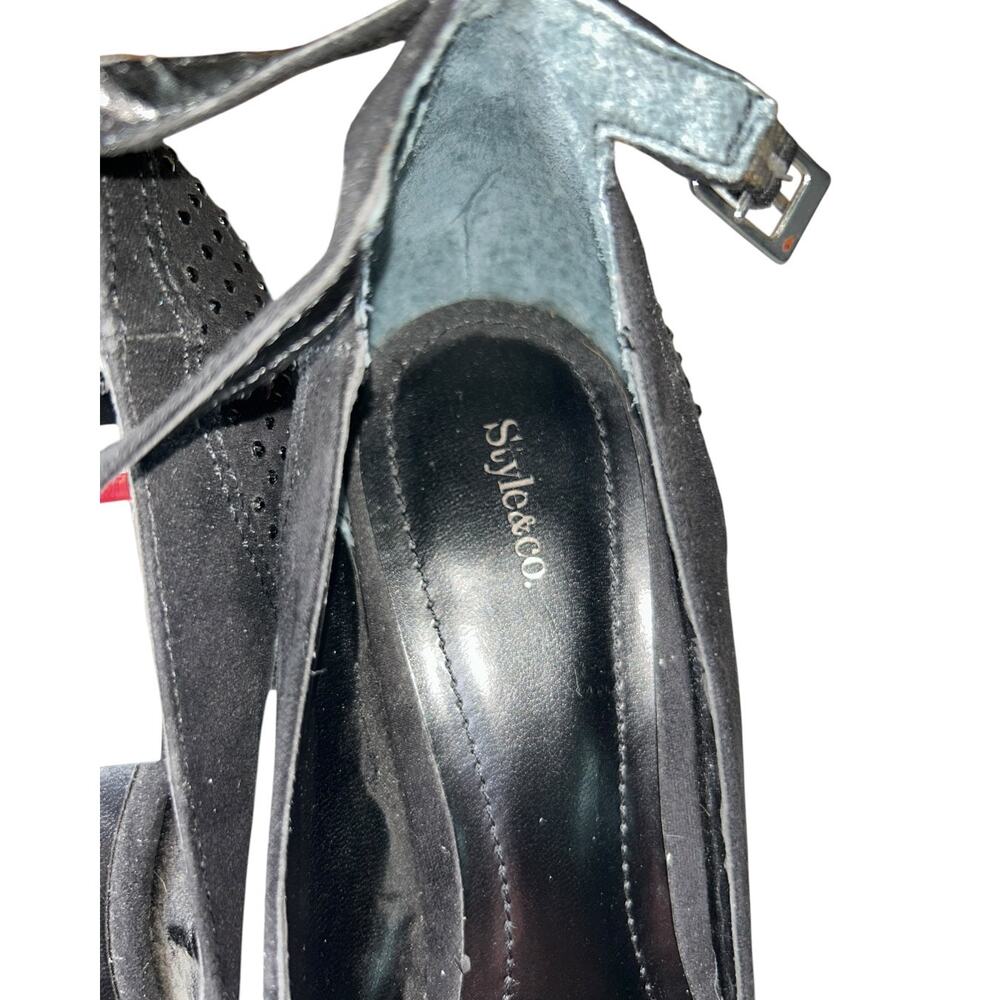 Style & Co Black Rhinestone Platform Pumps Ankle Strap Stiletto Heels Women 8.5M - Picture 7 of 11